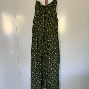 Time and Tru Olive Patterned Maxi dress